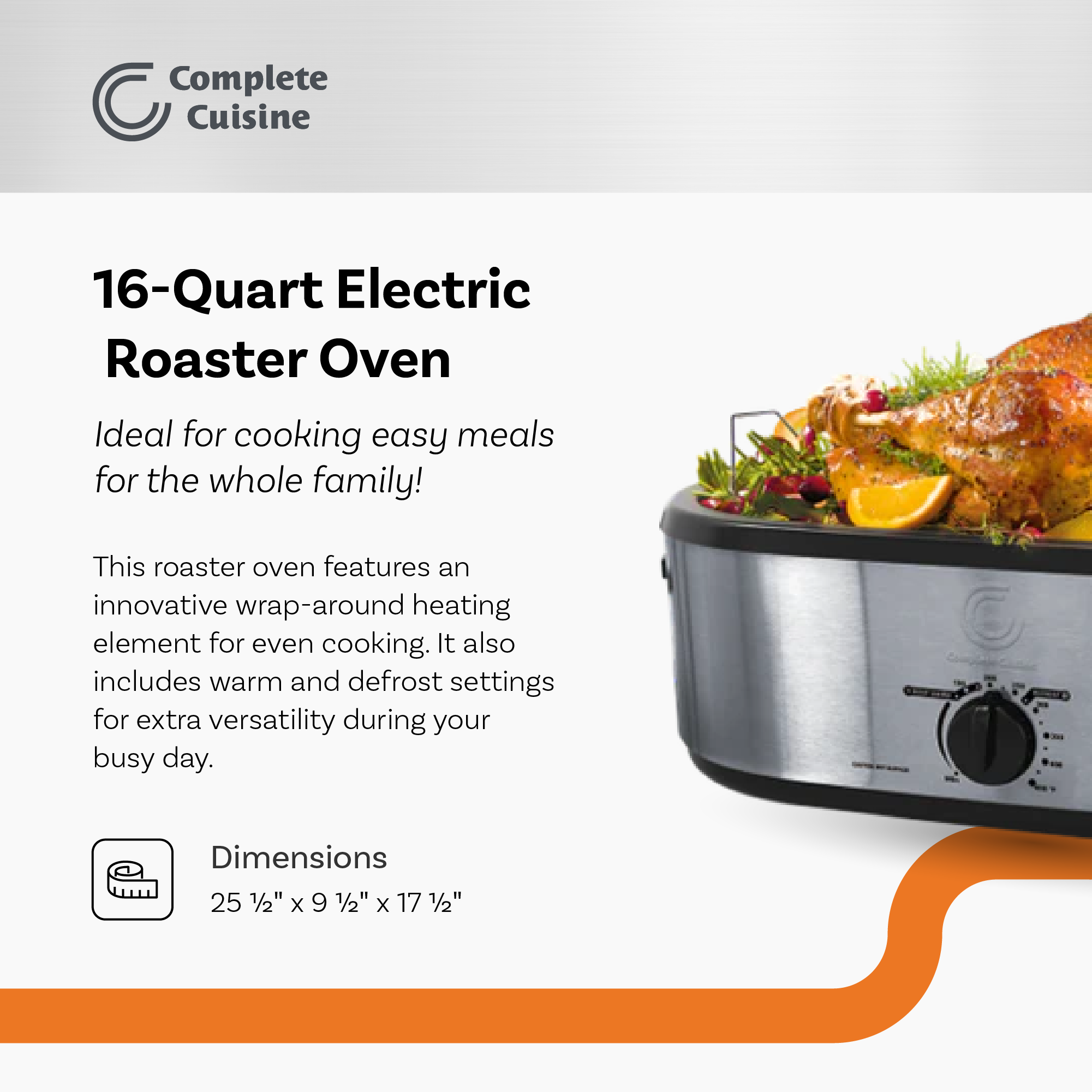 16 QT Roaster Oven With Self Basting Lid