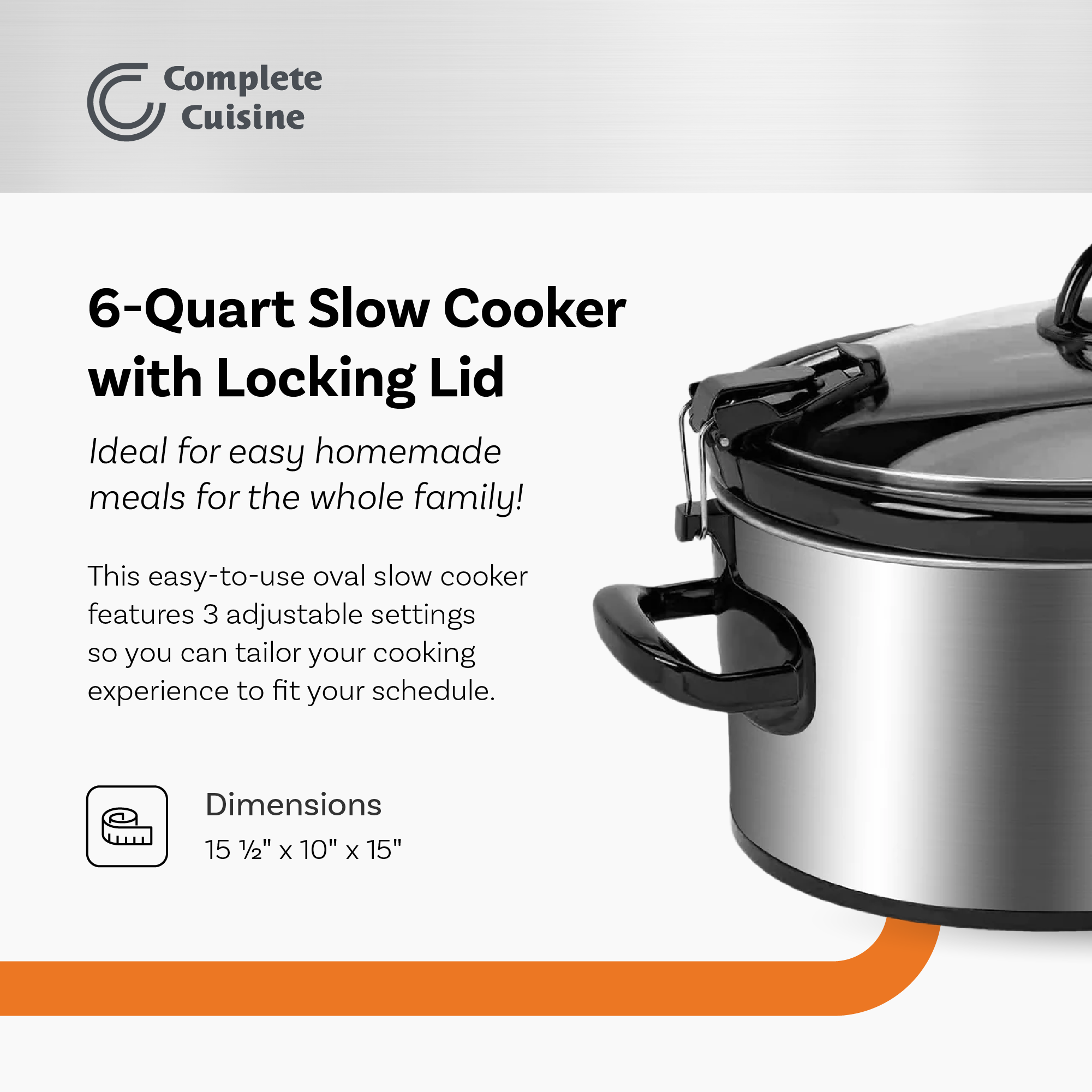 6 QT Slow Cooker w/ Locking Lid