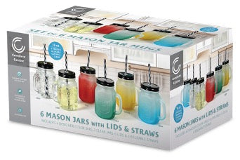 16-oz Mason Jars w/ Lids & Straws ( Set of 6)