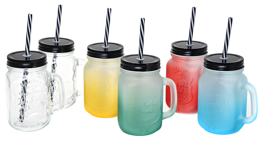 16-oz Mason Jars w/ Lids & Straws ( Set of 6)